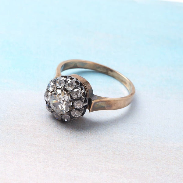 Classic Victorian Era Cluster Engagement Ring with Old Mine Cut Halo | Manila Bay from Trumpet & Horn