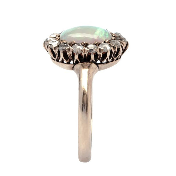 Maple Grove vintage opal and diamond halo ring from Trumpet & Horn