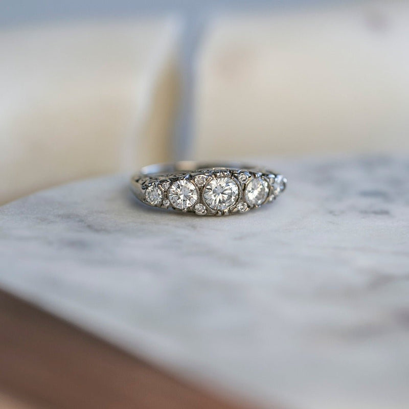 Vintage-Inspired Art Deco Five-Stone Diamond Band | Massaro