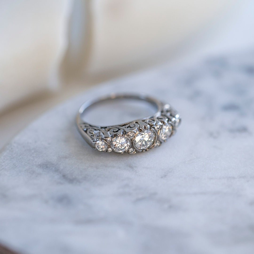 Vintage-Inspired Art Deco Five-Stone Diamond Band | Massaro