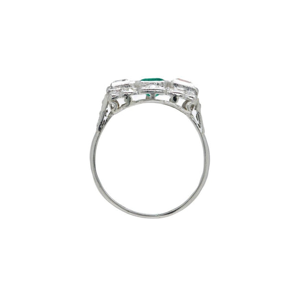 Fabulous Geometric Art Deco Emerald & Emerald Cut Diamond Engagement Ring | Maybury