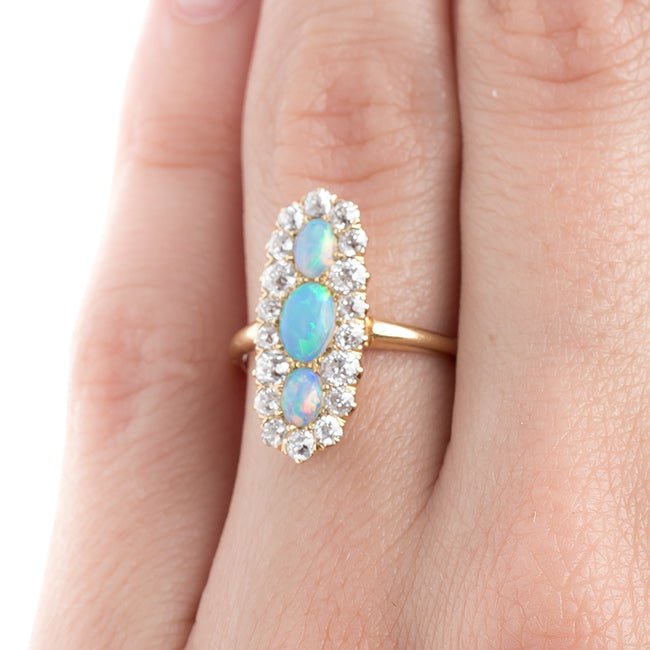 Vibrant Victorian Opal Ring with Diamond Halo | Mayfair from Trumpet & Horn