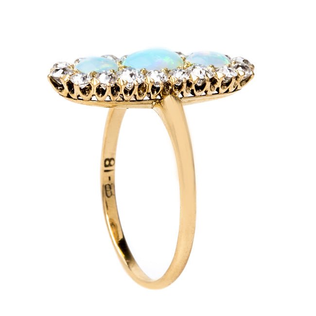 Vibrant Victorian Opal Ring with Diamond Halo | Mayfair from Trumpet & Horn