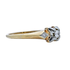 An Adorable Retro Era Two-Tone 14k Gold and Diamond Engagement Rings | Maytrail