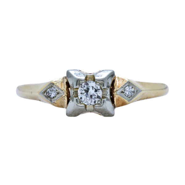 An Adorable Retro Era Two-Tone 14k Gold and Diamond Engagement Rings | Maytrail