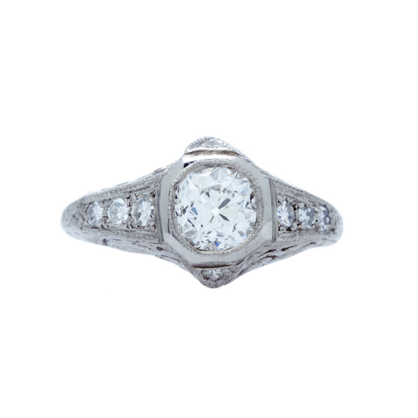 A Delightful Antique Edwardian Platinum and Diamond Engagement Ring