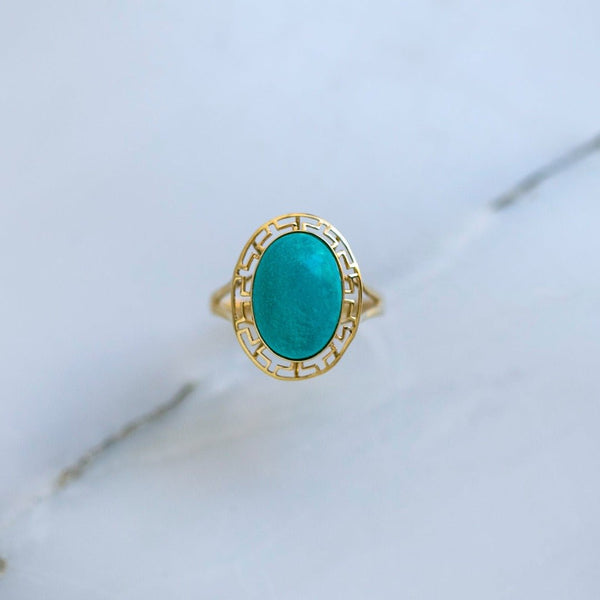 Authentic Vintage 1960s Turquoise and Gold Ring | Meandros