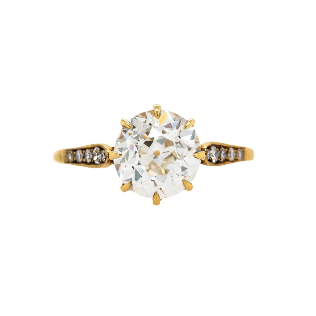 Meridian | 18k yellow gold vintage inspired handmade diamond engagement ring exclusively by Trumpet & Horn