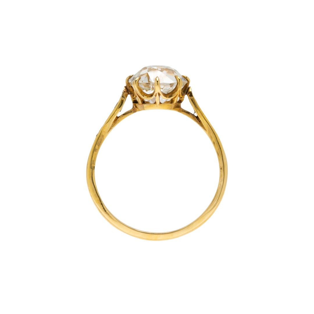 Meridian | 18k yellow gold vintage inspired handmade diamond engagement ring exclusively by Trumpet & Horn