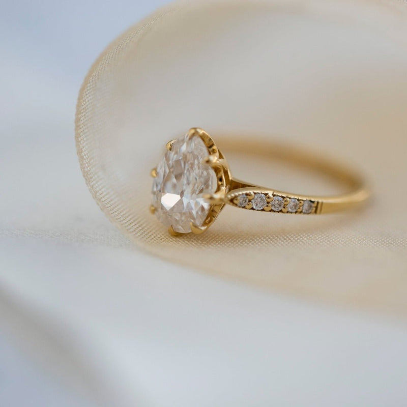 Vintage-Inspired Pear Diamond Solitaire Engagement Ring | Meridian Pear