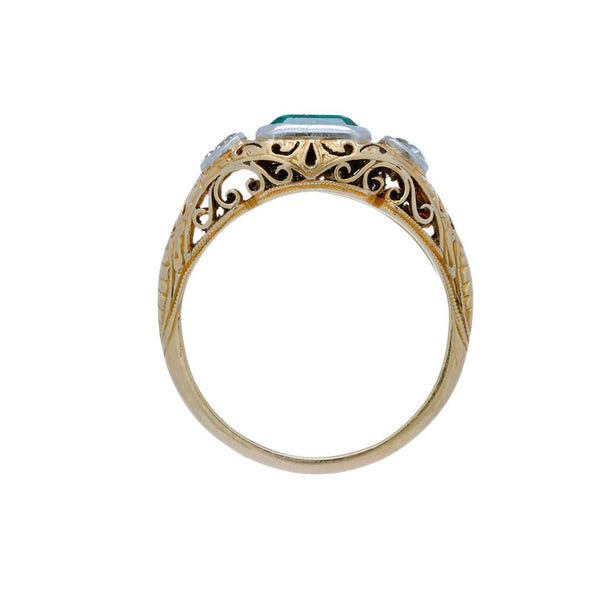 A Wonderful Victorian Era Two-Tone Emerald and Diamond Engagement Ring