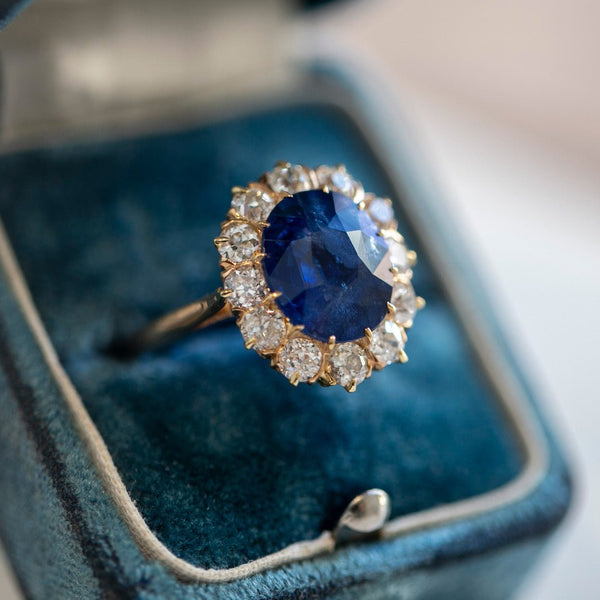 THE Perfect Blue Sapphire & Diamond Halo Engagement Ring | Middleton