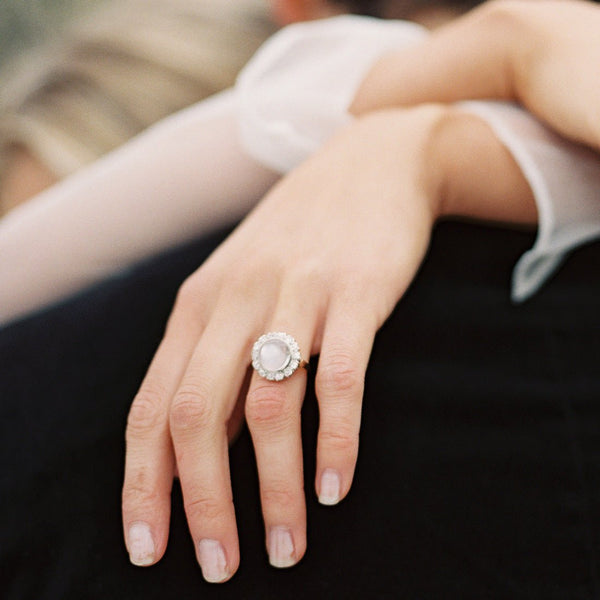 Show-stopping Moonstone and Diamond Cocktail Ring | Padaro Lane | Photo by Mike Radford