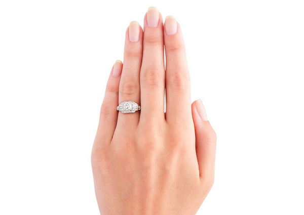 Vintage Unusual Diamond Engagement Ring | Art Deco Old Mine Cut Diamond Engagement Ring