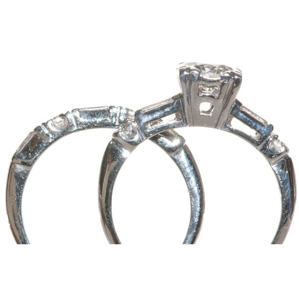 Vintage Wedding Set | Vintage Art Deco Engagement Ring | Mint Hill from Trumpet & Horn