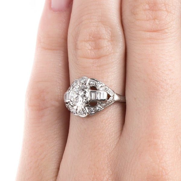 Art Deco Engagement Ring with Diamond Pave | Mission Bay from Trumpet & Horn