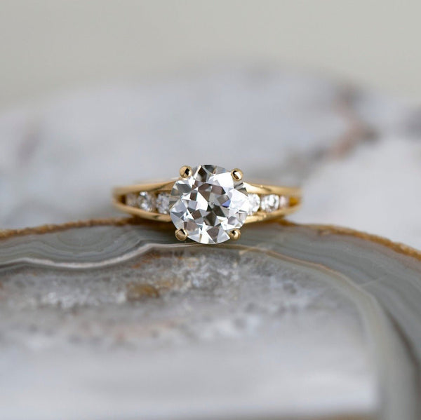 Modern Gold and 2.21ct Old European Cut Engagement Ring | Montford