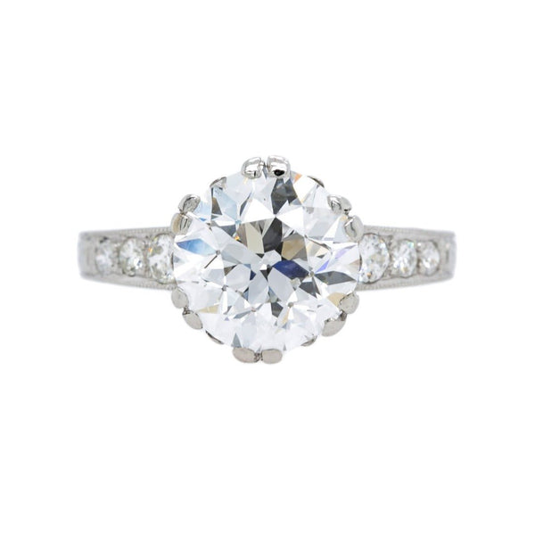An Important Edwardian Era Platinum and Diamond 3.13cts GIA Certified Diamond Engagement Ring
