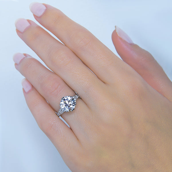 An Important Edwardian Era Platinum and Diamond 3.13cts GIA Certified Diamond Engagement Ring