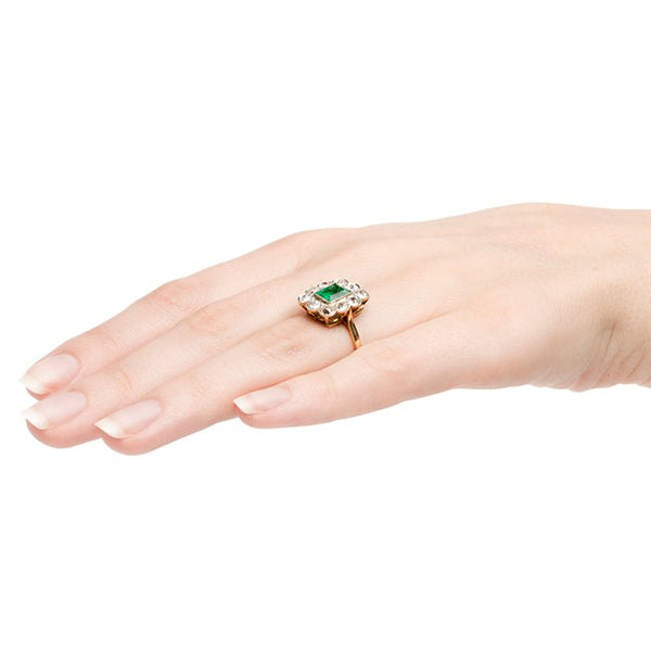 Montrose Vintage Emerald Diamond Halo Engagement Ring from Trumpet & Horn