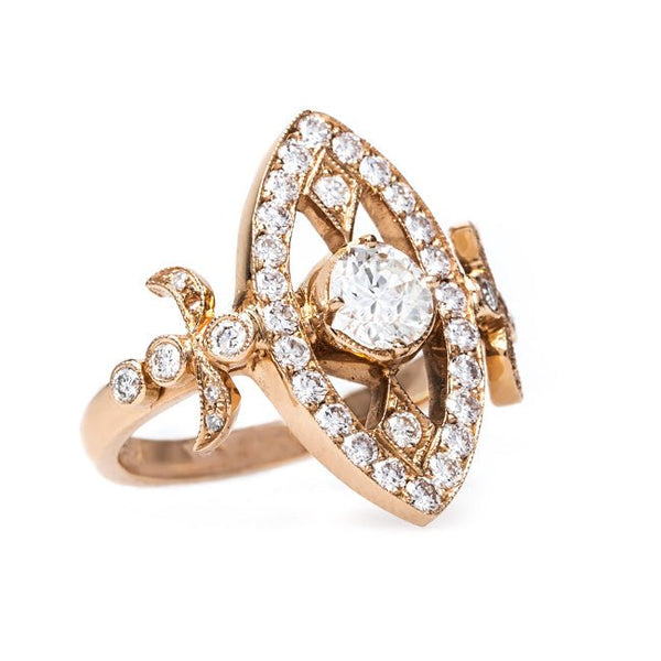 Vintage Inspired 18K Rose Gold Ring with Diamonds | Moulin Rouge from Trumpet & Horn