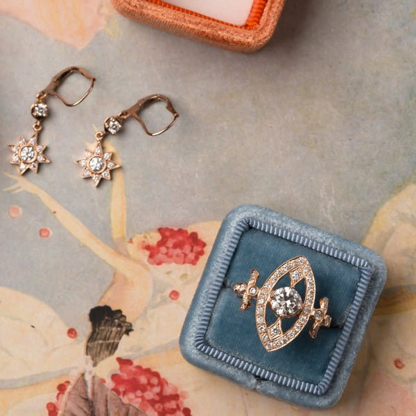 Vintage Inspired 18K Rose Gold Starburst Earrings | Joie de Vivre from Trumpet & Horn
