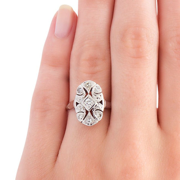 antique Edwardian navette engagement ring