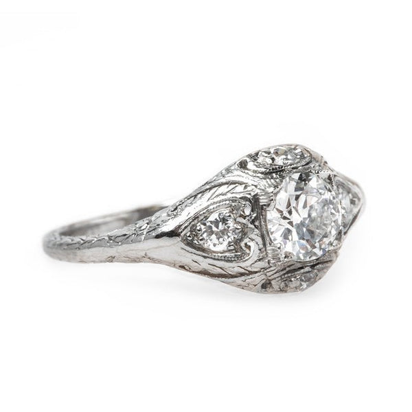 Enchanting Art Deco Engagement Ring with Floral Engraving | Noble from Trumpet & Horn