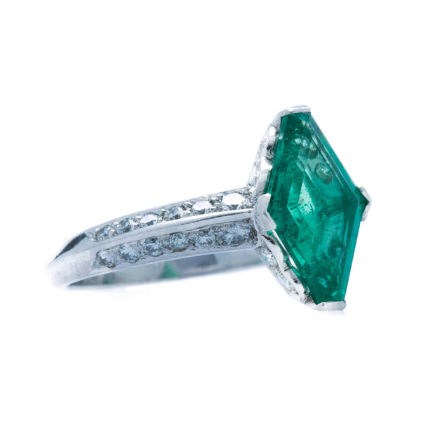 An Incredible Platinum, Emerald and Diamond Modern Era Engagement Ring | Noe Valley