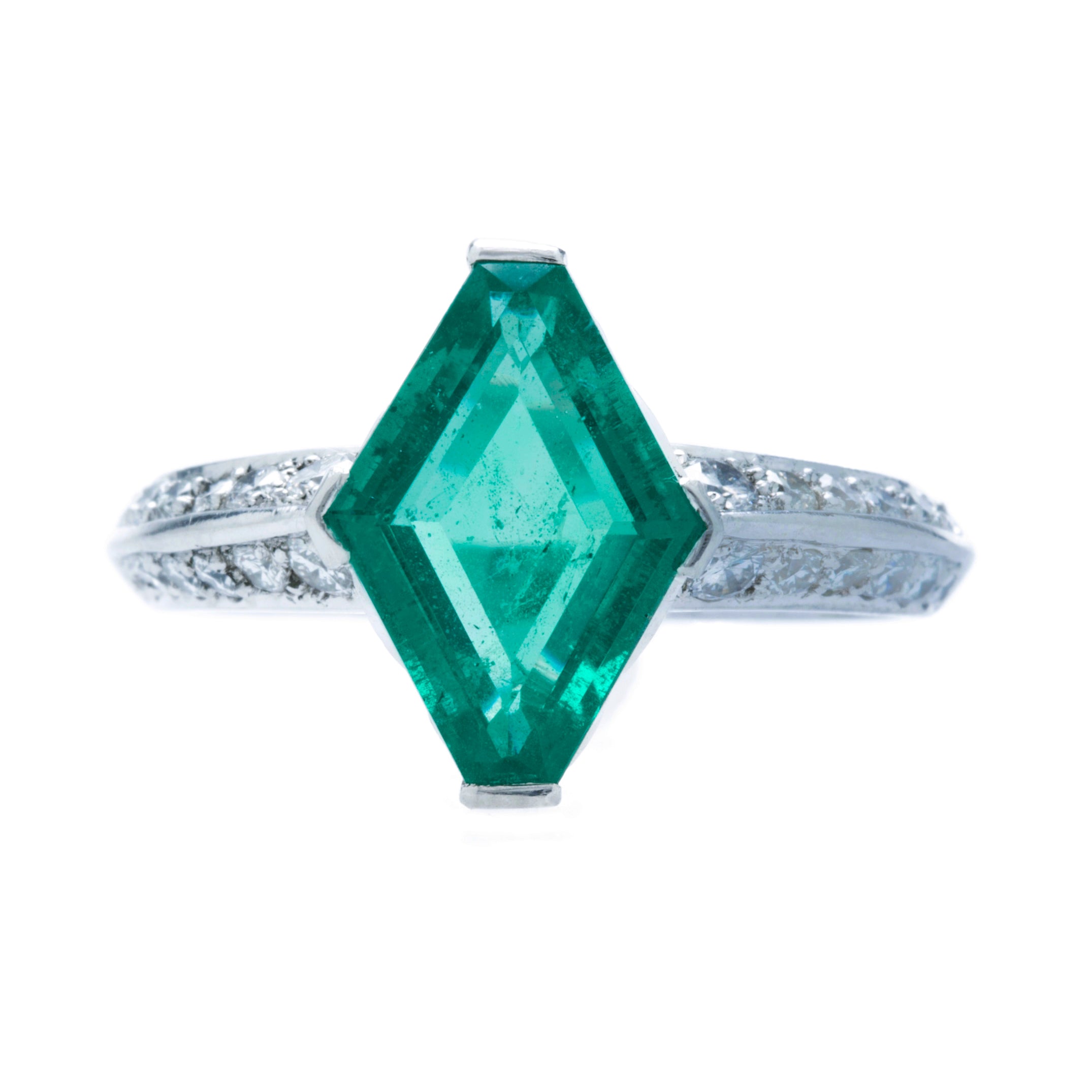 An Incredible Platinum, Emerald and Diamond Modern Era Engagement Ring | Noe Valley