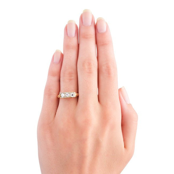 vintage three stone engagement ring