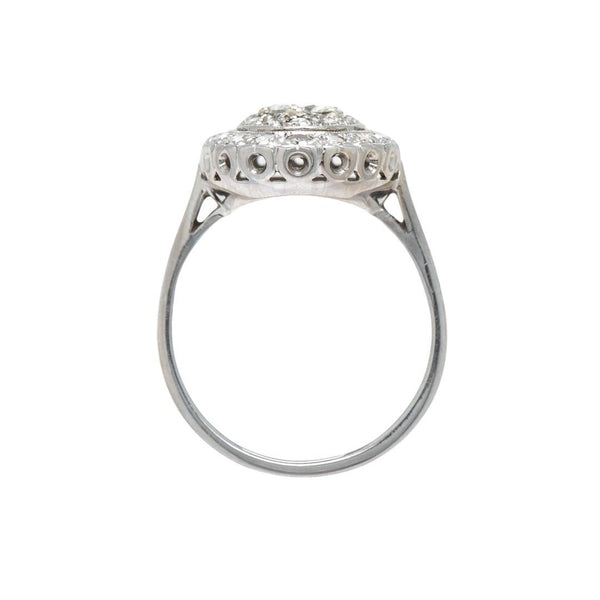White Gold Double Halo Diamond Ring from Art Deco Era | Northgate