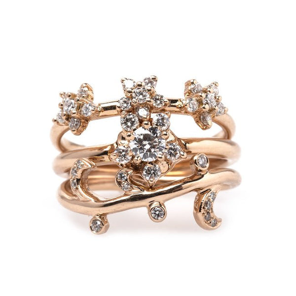 Vintage Inspired 18K Rose Gold Ring with Three Stars | Kandinsky from Trumpet & Horn