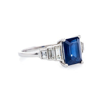 Sapphire Novato | Art Deco Engagement Ring Sapphire Diamond Platinum