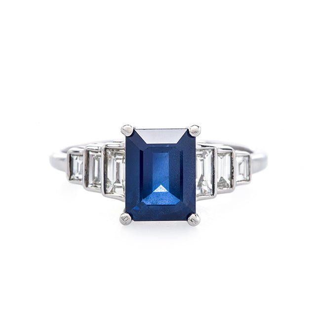 Sapphire Novato | Art Deco Engagement Ring Sapphire Diamond Platinum