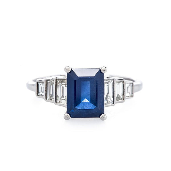 Sapphire Novato | Art Deco Engagement Ring Sapphire Diamond Platinum