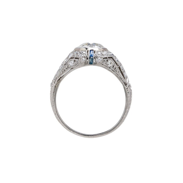 Early Deco 1.88ct Old European Cut Diamond & Sapphire Ring | Numenor