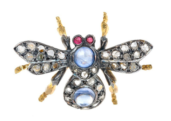 Opal & Diamond Insect Pin