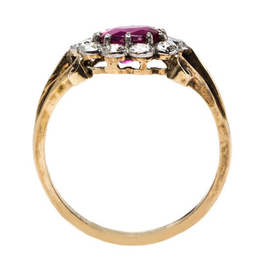 Natural Ruby Ring with Diamond Halo | Orchard Park from Trumpet & Horn