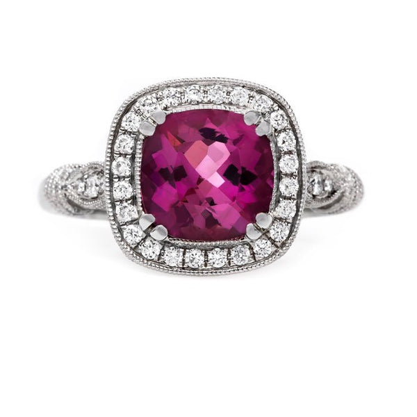 Bold and Beautiful Pink Tourmaline Halo Ring | Orchid from Trumpet & Horn