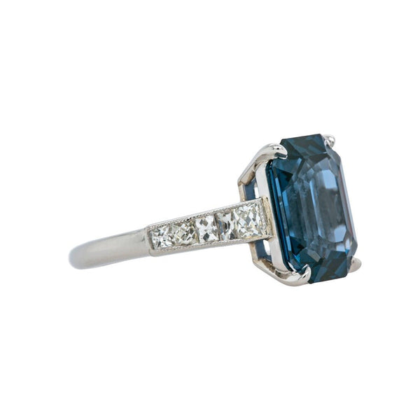 Gorgeous 4ct Blue Spinel & French Cut Diamond Ring | Pacific Ridge