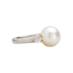 vintage platinum pearl and diamond cocktail ring