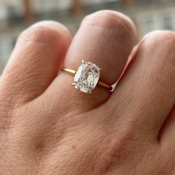 3.11ct Lab-Grown Antique Cushion Diamond Engagement Ring | Palms