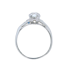 A Striking Art Deco Platinum, Diamond and Sapphire Engagement Ring