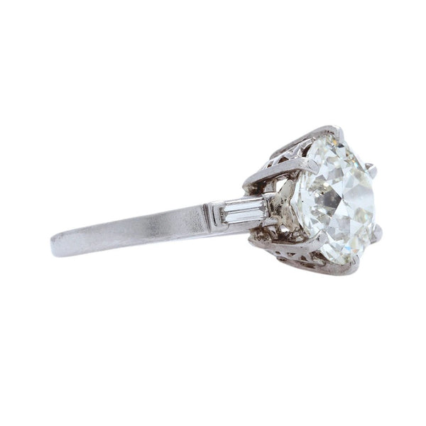 An Important Retro era Platinum and GIA Certified Diamond Engagement Ring