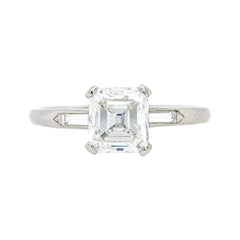 Sleek & Classy Platinum Late Art Deco Asscher Cut Diamond Engagement Ring | Pendleton