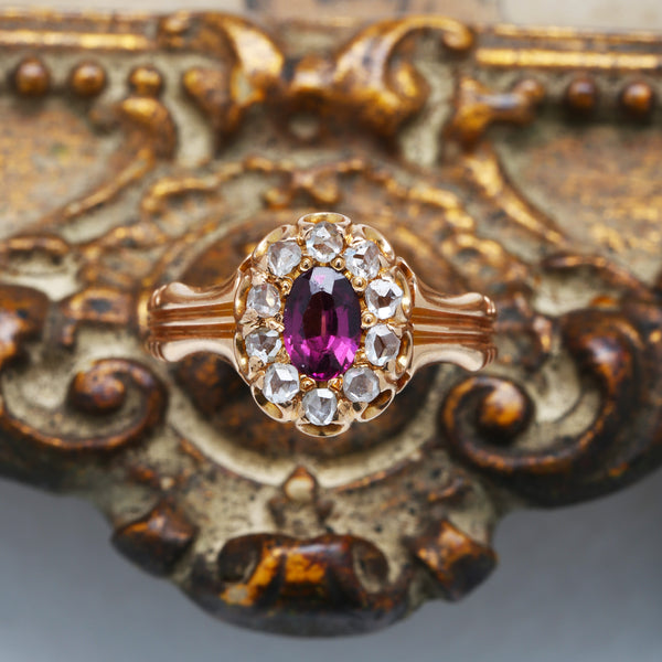 Timeless Authentic Victorian Era Garnet and Diamond Ring | Pillimore