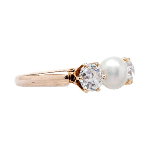Lovely Three Stone Pearl & Diamond Ring | Portola from Trumpet & Horn