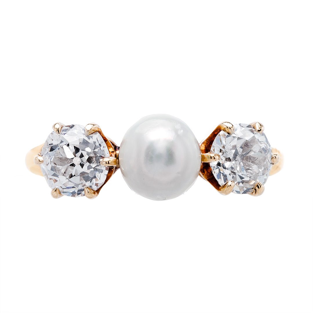 Lovely Three Stone Pearl & Diamond Ring | Portola from Trumpet & Horn