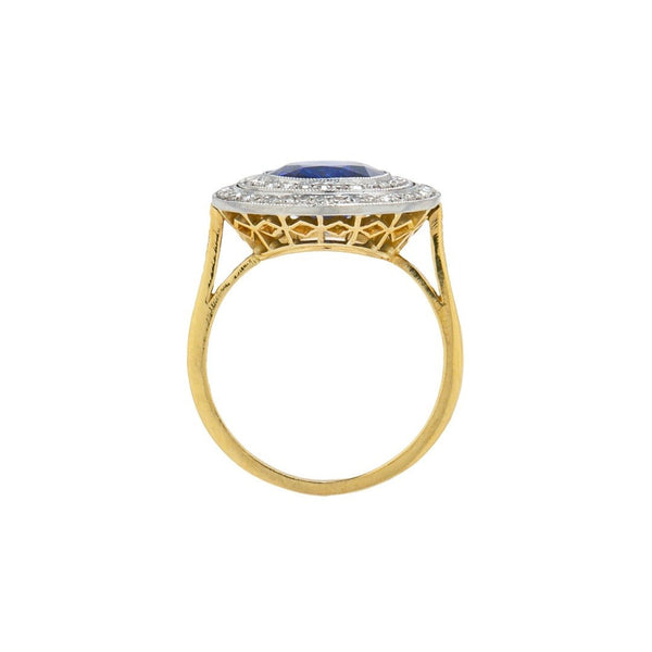 Magnificent Vintage Inspired Platinum and 18k Yellow Gold, Sapphire and Diamond Vintage Engagement Ring | Providence